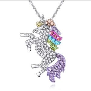 Silver and Rainbow Unicorn Necklace